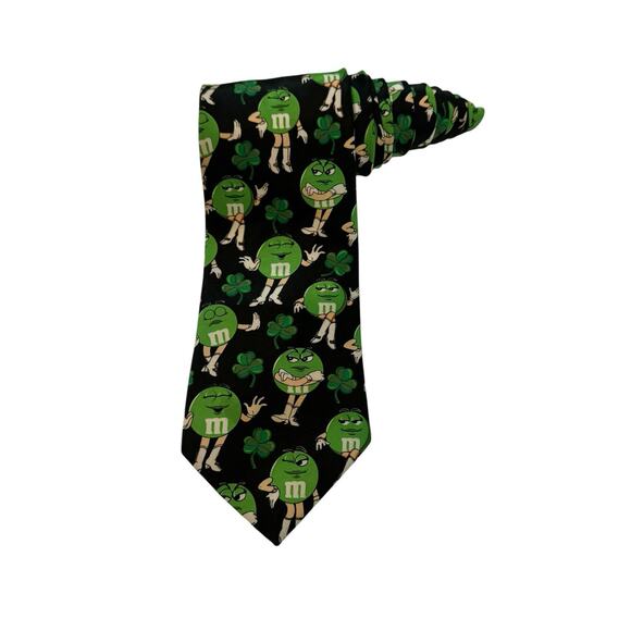 M&M Candy Brand St. Patrick's Day Lucky Men's Necktie Green Novelty - Picture 1 of 7